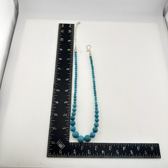 Jay King Necklace Turquoise Blue Graduated Round Sphere Sterling Silver DTR 925 - Picture 2 of 8